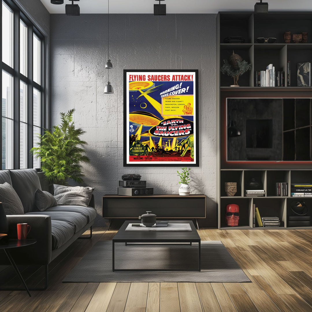 "Earth Vs. The Flying Saucers" (1956) Framed Movie Poster