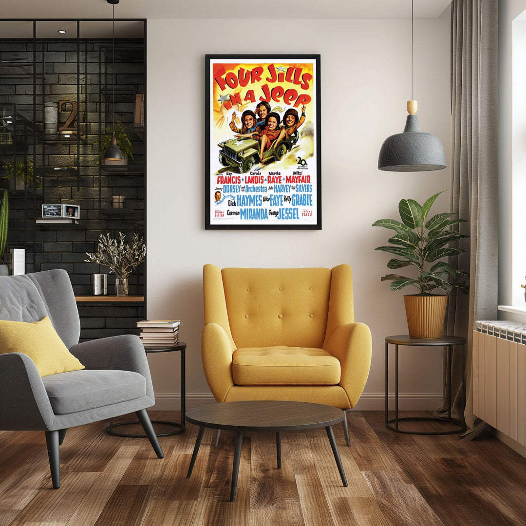 "Four Jills In A Jeep" (1944) Framed Movie Poster