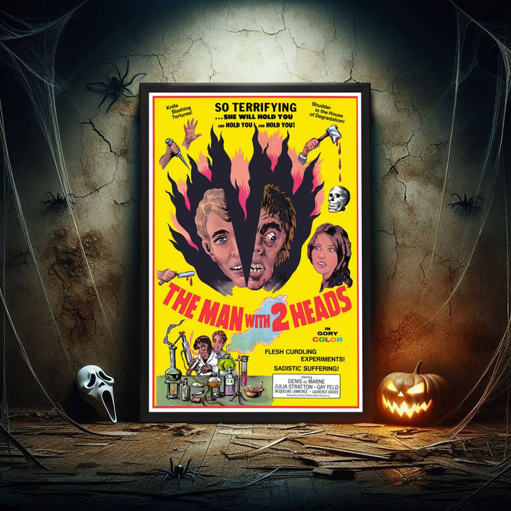 "Man with two Heads" (1972) Framed Movie Poster