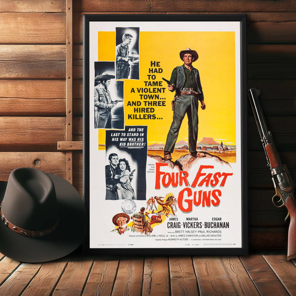 "Four Fast Guns" (1960) Framed Movie Poster